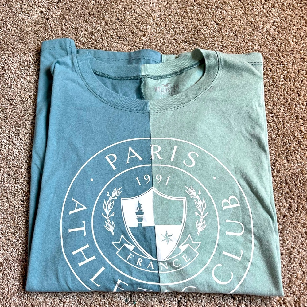 BLUE & GREEN HALFED GRAPHIC TEE